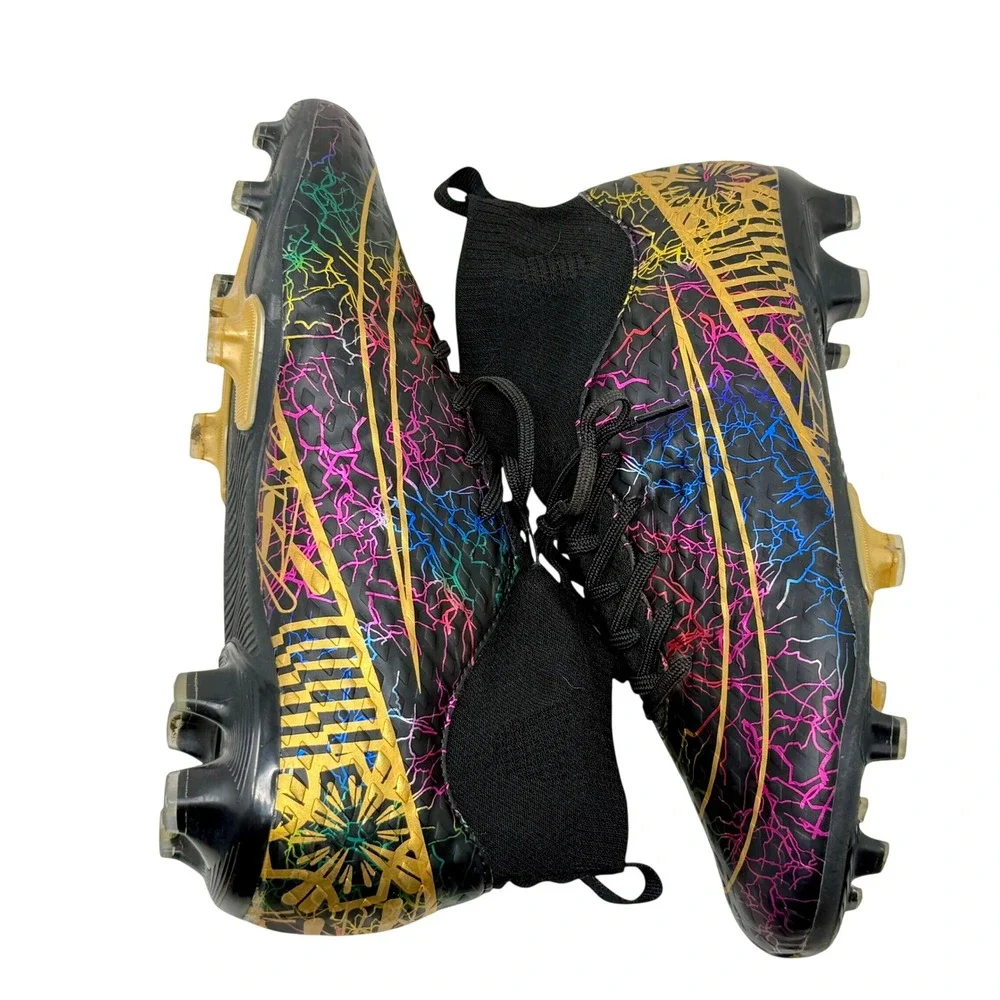 Mens High Top Soccer Cleats Black Multi Color Lightning Graphic Men's 7 1/2